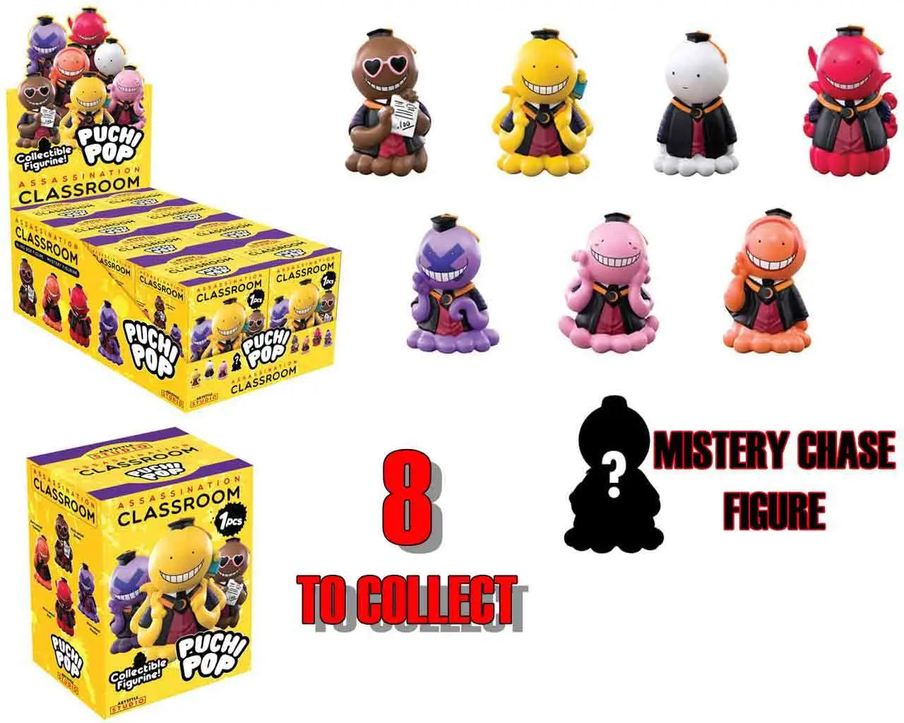 ASSASSINATION CLASSROOM - FIGURINE PUCHIPOP - BLIND BOXES DISPLAY (8)