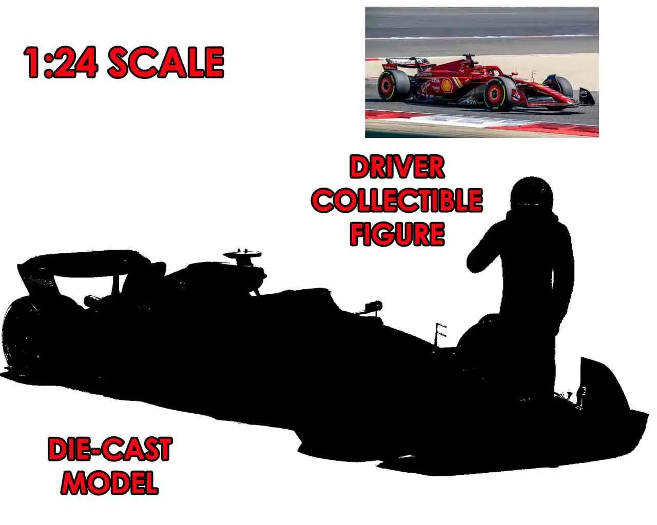 F1 FERRARI SF-24 WITH LECLERC FIGURE - 1:24 DIE-CAST MODEL