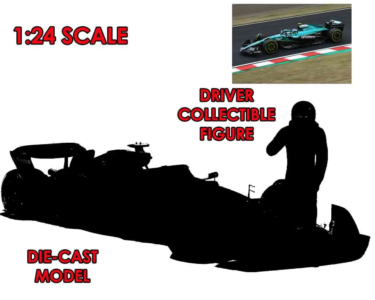 F1 ASTON MARTIN AMR 25 2025 WITH ALONSO FIGURE - 1:24 DIE-CAST MODEL