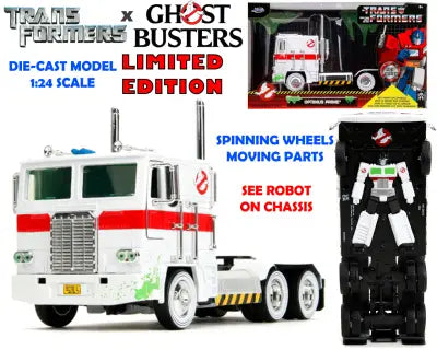 TRANSFORMERS G1 GHOSTBUSTERS - OPTIMUS PRIME x ECTO-1 - 1:24 DIE-CAST MODEL