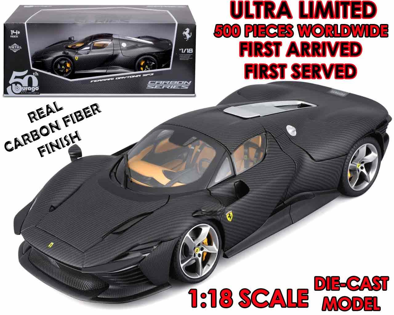FERRARI DAYTONA SP3 50TH ANNIVERSARY CARBON FIBER SPECIAL LIVERY LTD EDITION - 1:18 DIECAST MODEL