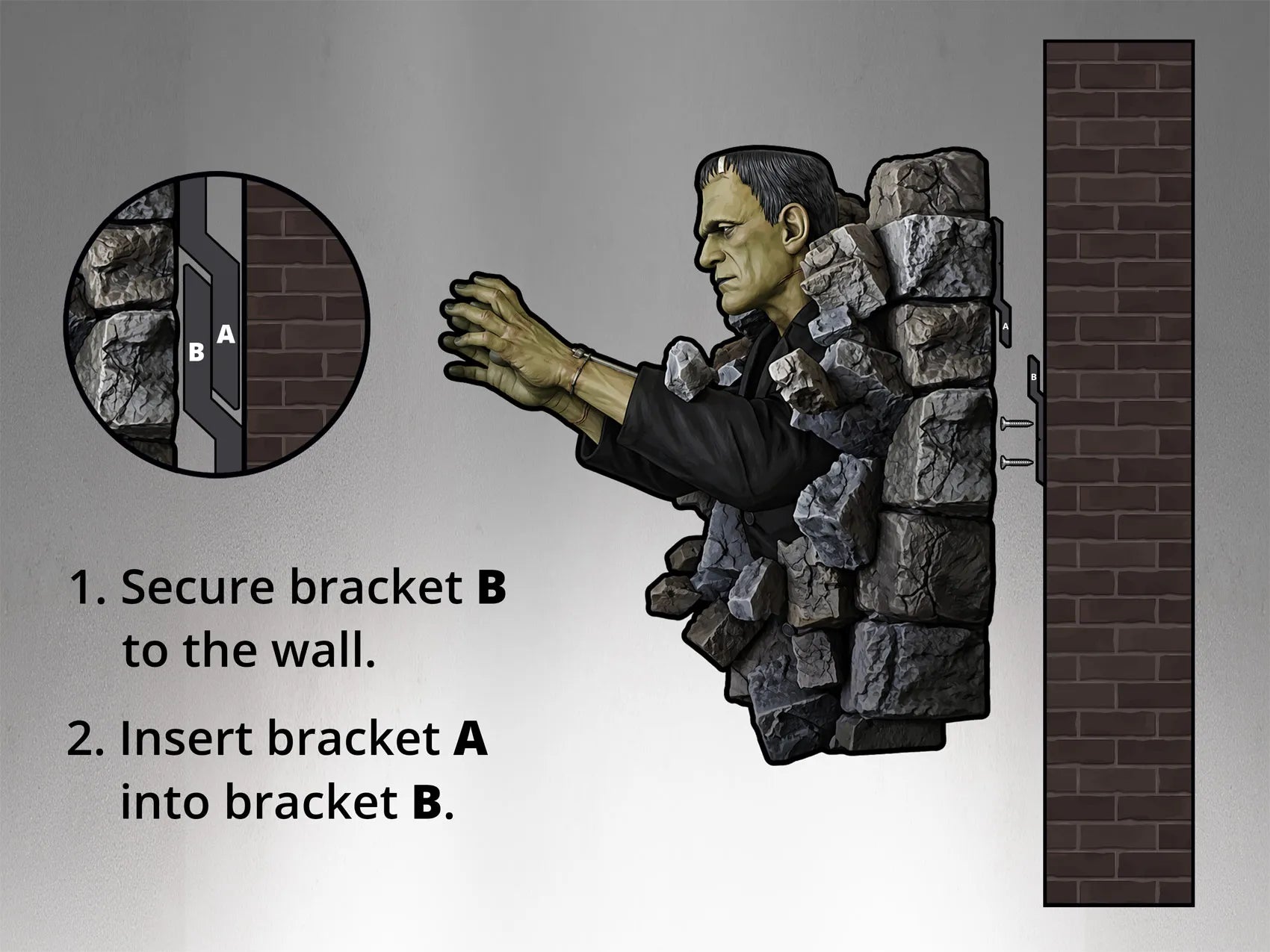 FRANKENSTEIN LIFESIZE WALL SCULPTURE