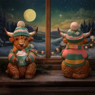 WINTER HIGHLAND COW HOT COCOA FIGURE