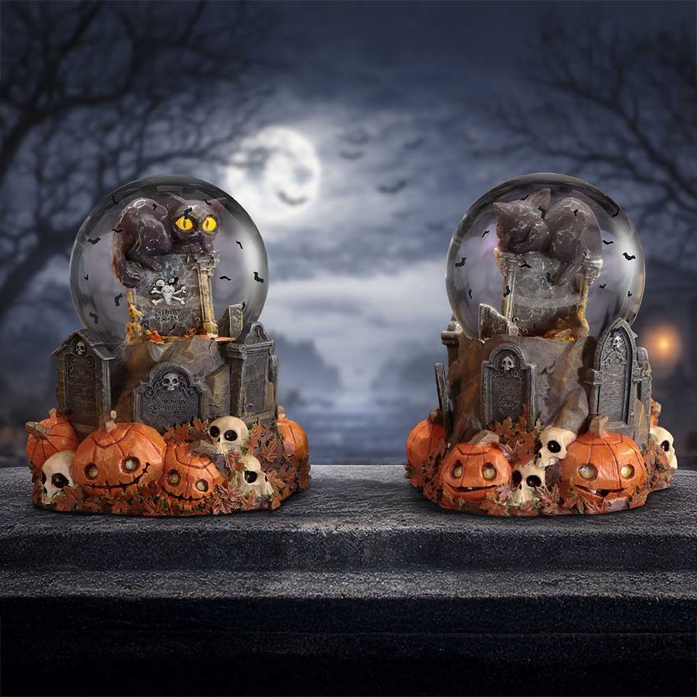 PUMPKIN PATCH HALLOWEEN CAT SNOW GLOBE