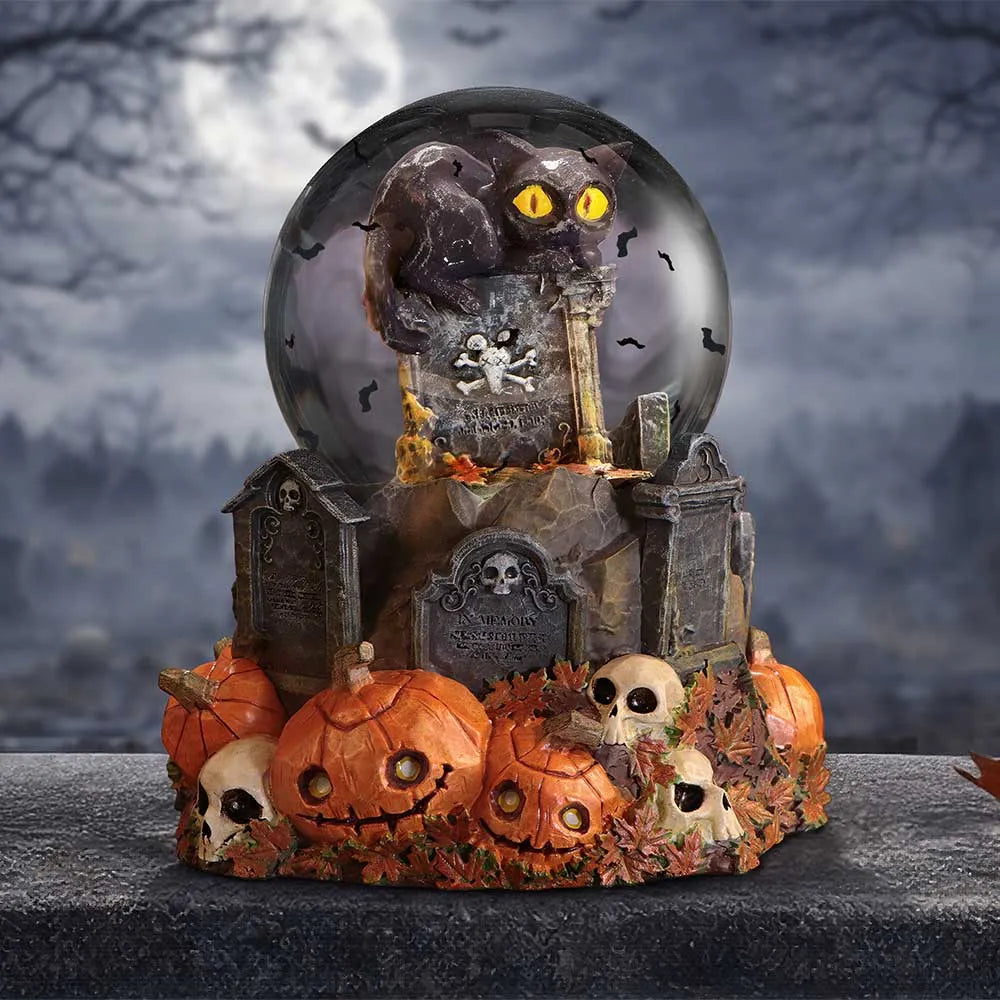 PUMPKIN PATCH HALLOWEEN CAT SNOW GLOBE