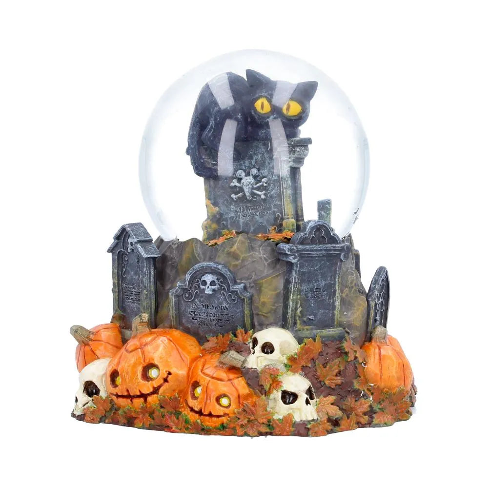 PUMPKIN PATCH HALLOWEEN CAT SNOW GLOBE