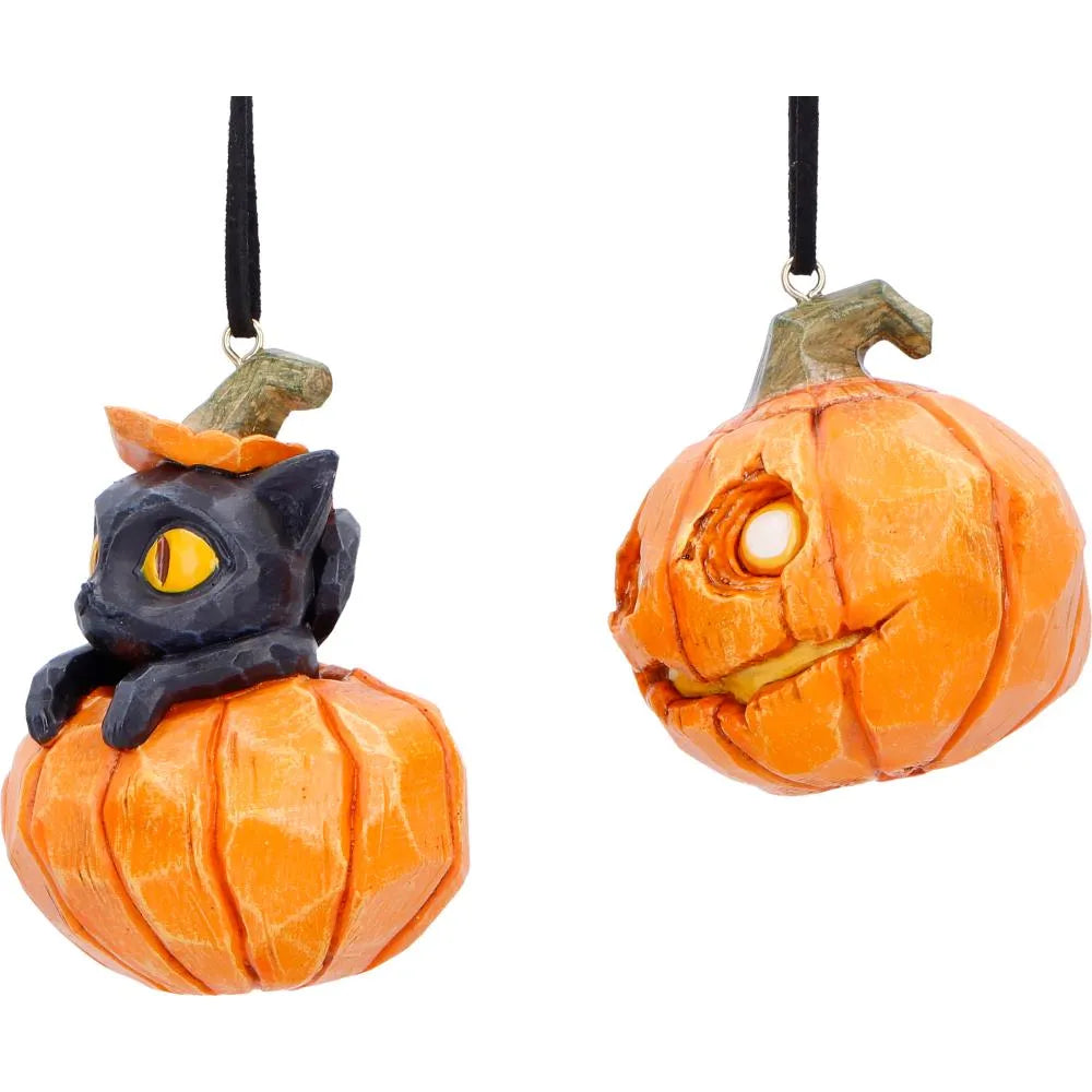PUMPKIN & PATCH HANGING ORNAMENTS SET (2)