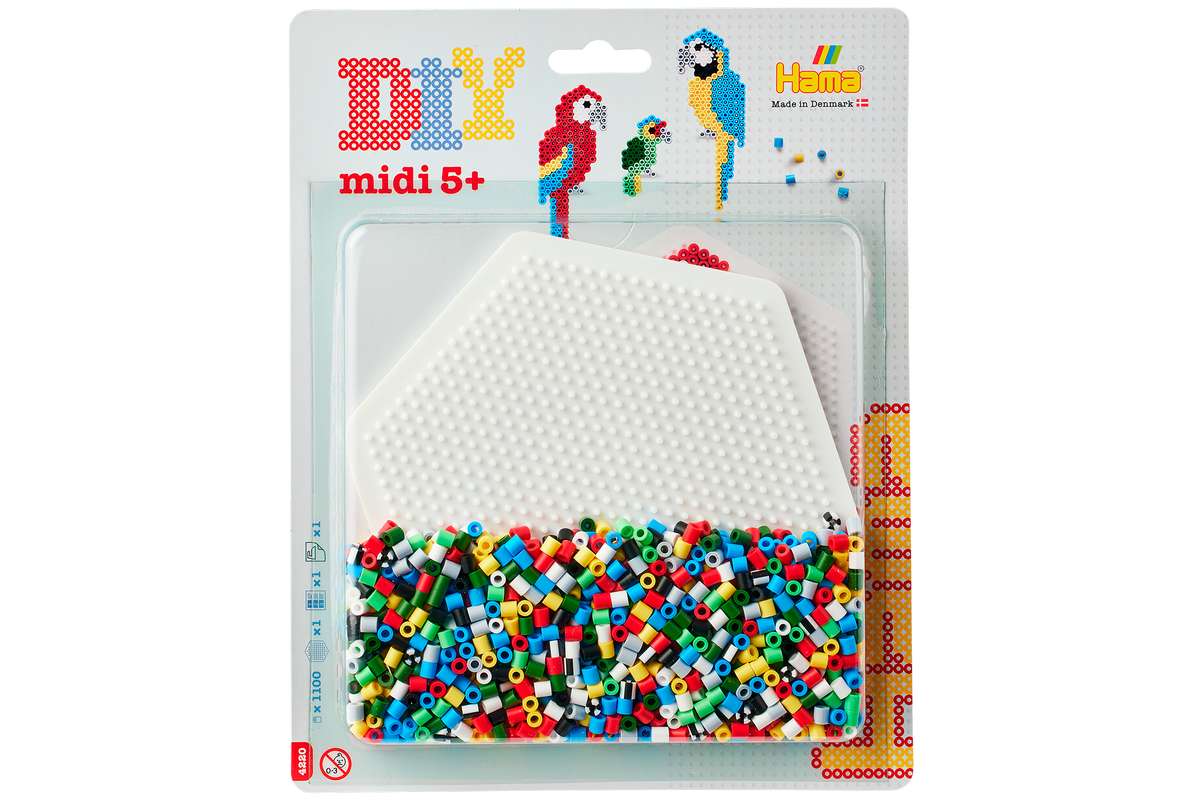 Hama midi blisterpakning stor sekskant, papegøjer