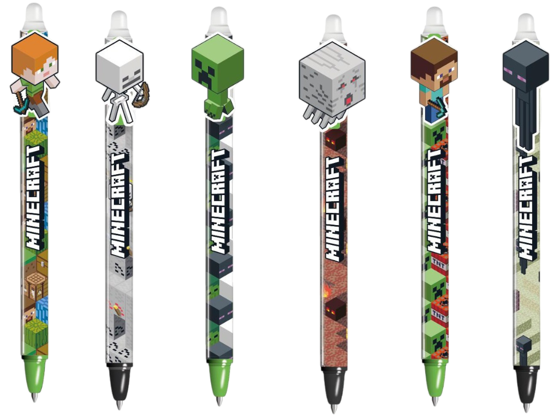 MINECRAFT - Head Topper Erasable Gel Pen (Display 36 pcs)