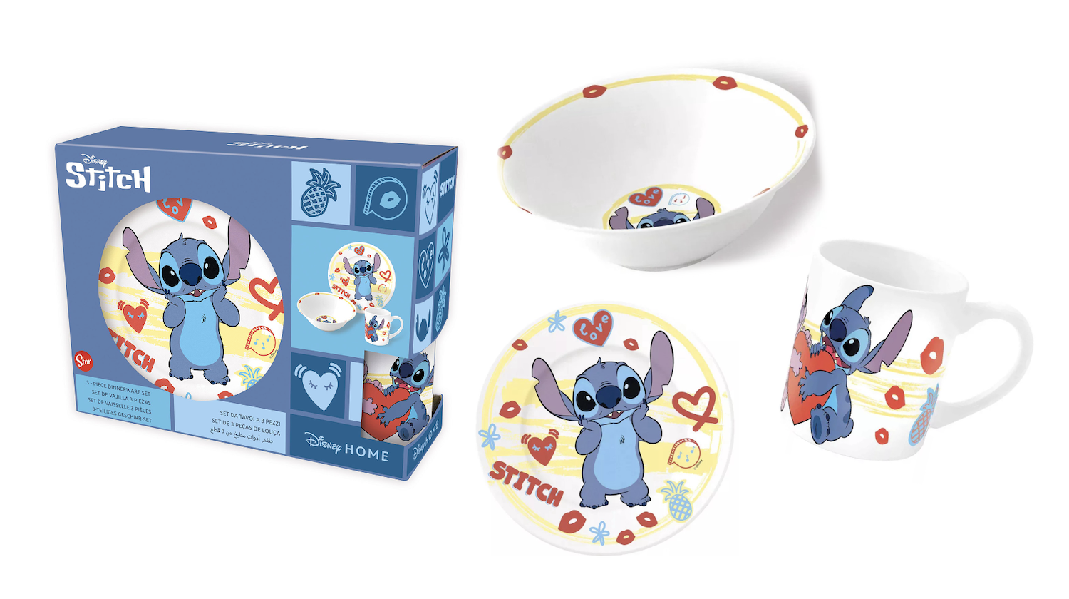 STITCH - Set de Vaisselle - Mug 325ml + Bol + Assiette 3pc