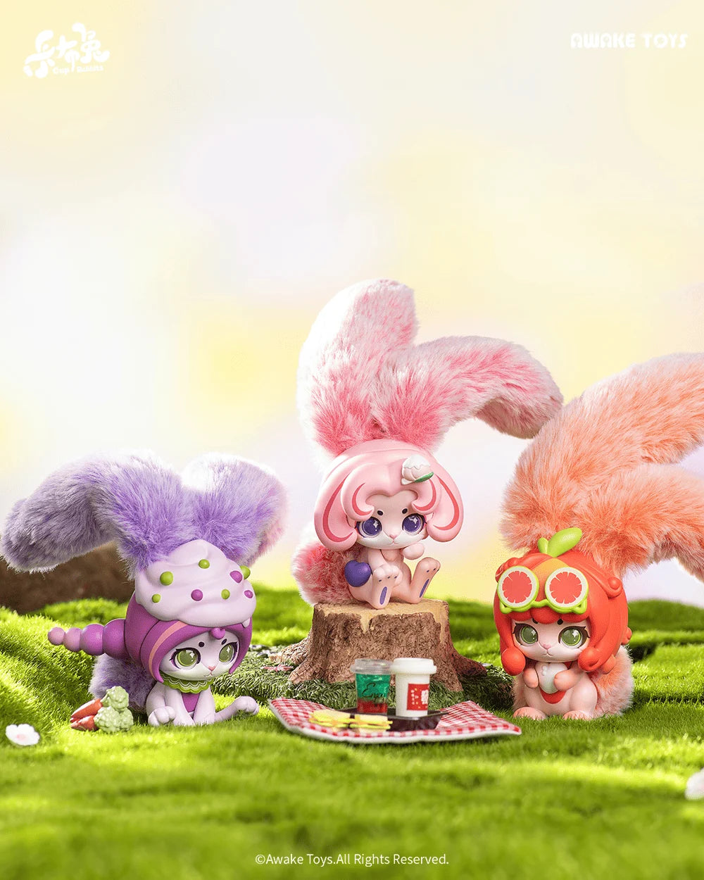 CUP RABBITS - Fruits Milk - Display of 6 Plushs 17cm - Mystery Box