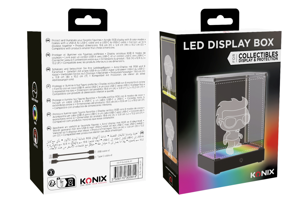 LED DISPLAY BOX - Acrylic Lighting Display Case - 8 Lighting Modes