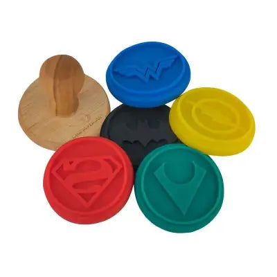 JUSTICE LEAGUE LOGO COOKIE STAMPS SET