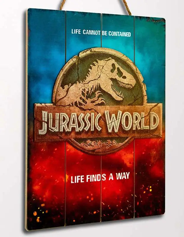 JURASSIC WORLD LOGO WOODEN POSTER