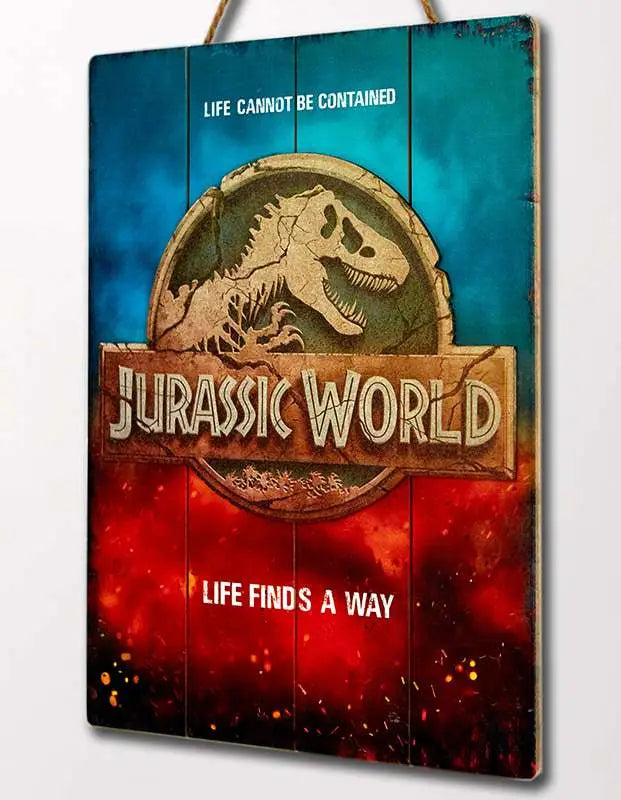 JURASSIC WORLD LOGO WOODEN POSTER