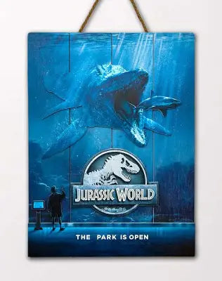 JURASSIC WORLD MOSSA WOODEN POSTER