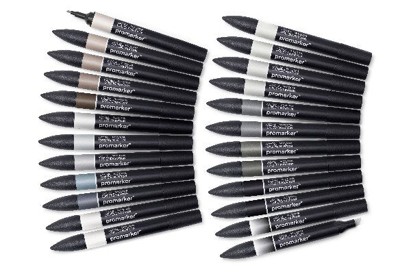 Promarker set 24pcs black & grey in wallet