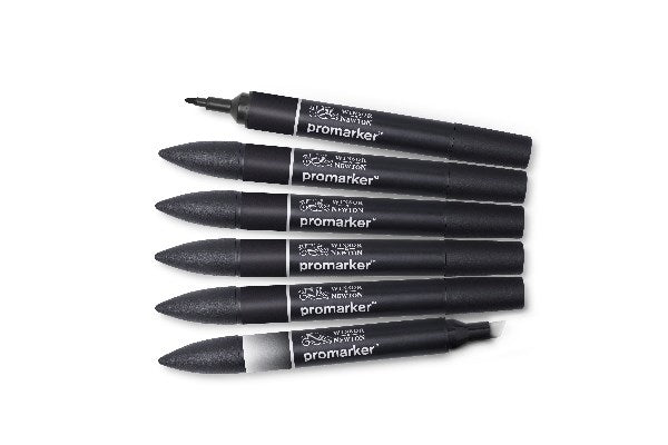 Promarker set 6pcs (5pcs black+1pc blender)