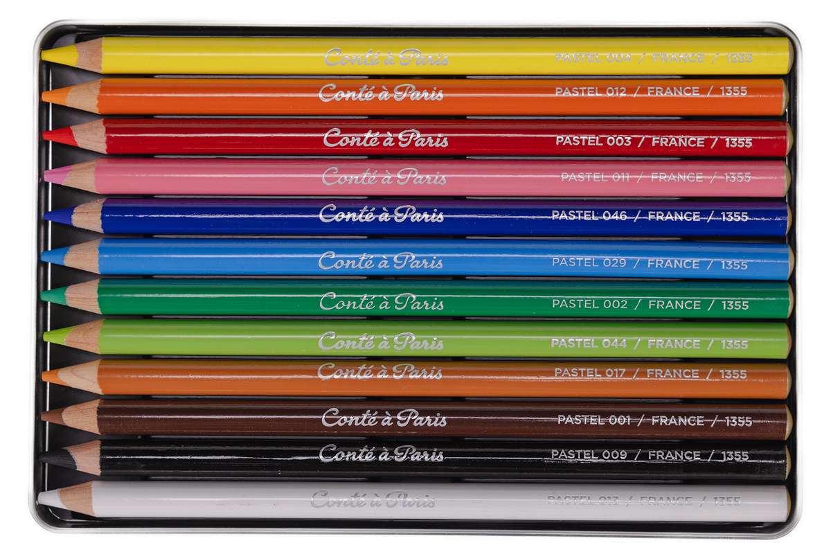 Pastel pencils set 12pcs ass in metal box