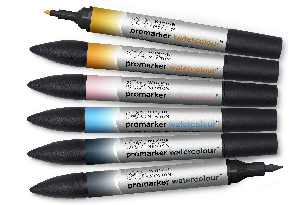 Watercolour marker set, sky tones 6pcs