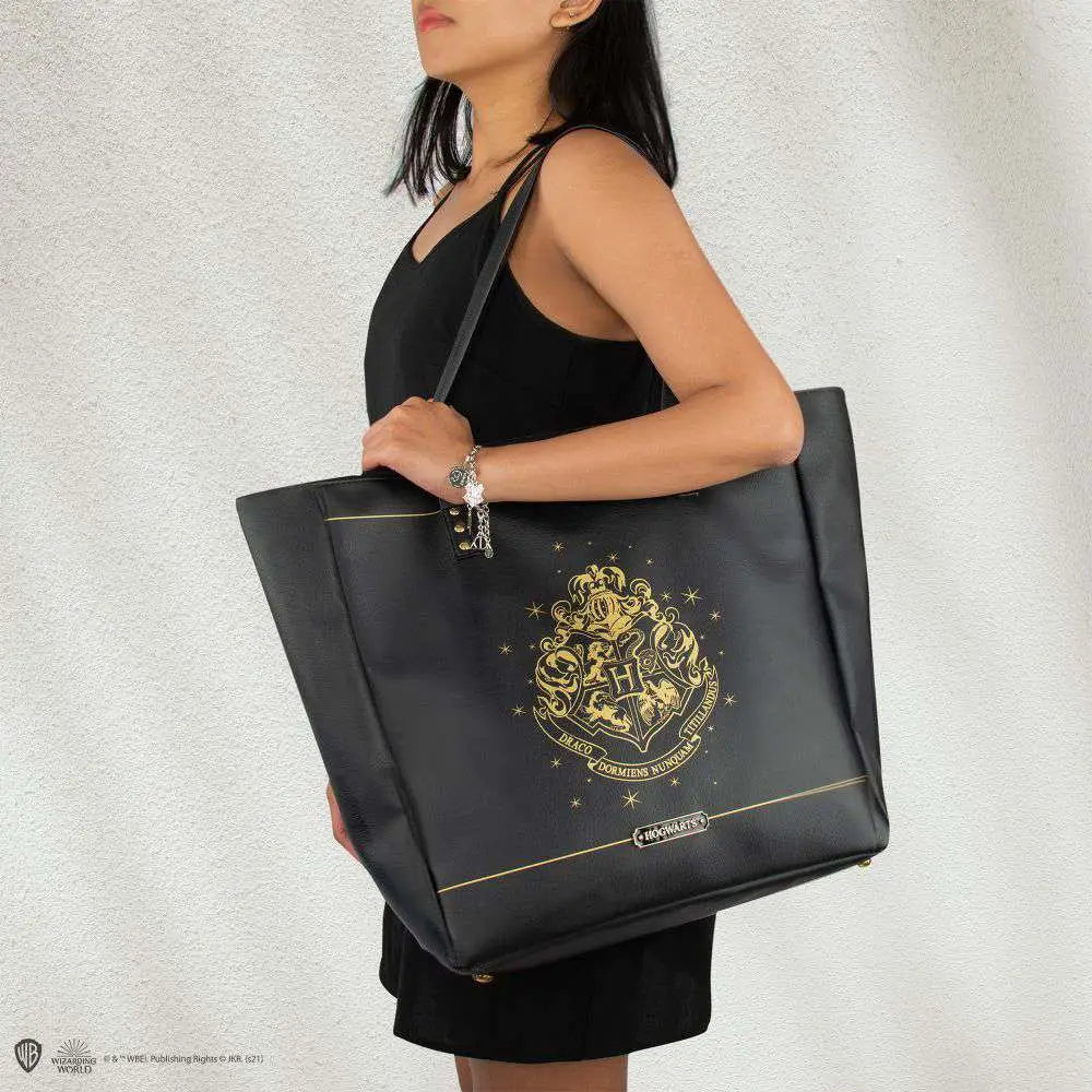 HP HOGWARTS BLACK PU LEATHER HANDBAG