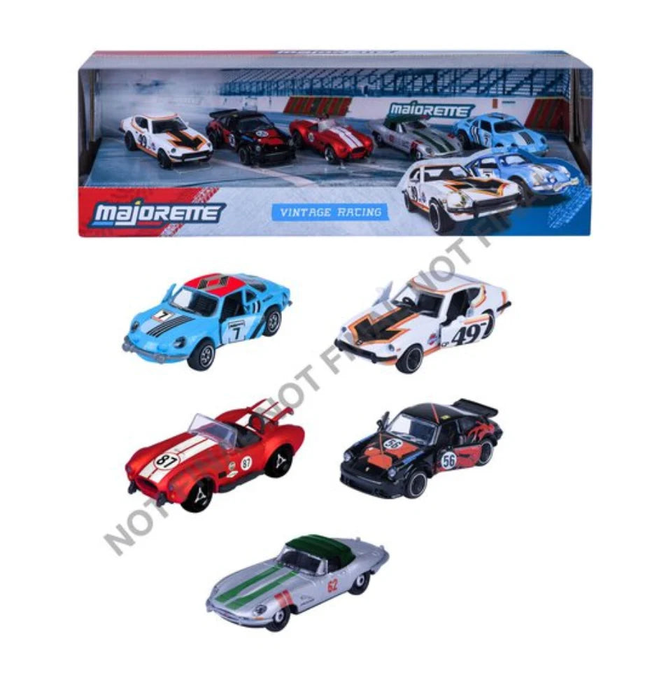 RIDE COOL - Vintage Racing - Pack of 5 Miniature Cars - 1:64
