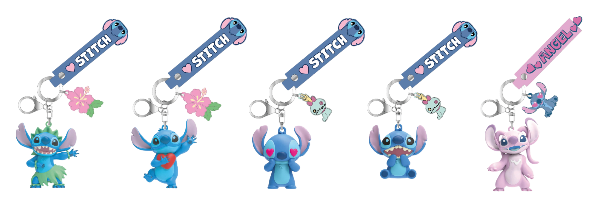 STITCH - Display of 25pc 3D Foam Keychain - 5 Models
