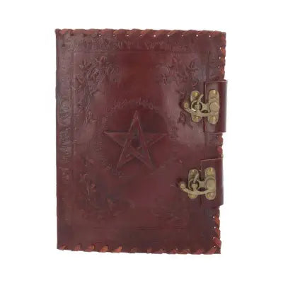 LEATHER DIARY EMBOSSED PENTA & TWO LOCK