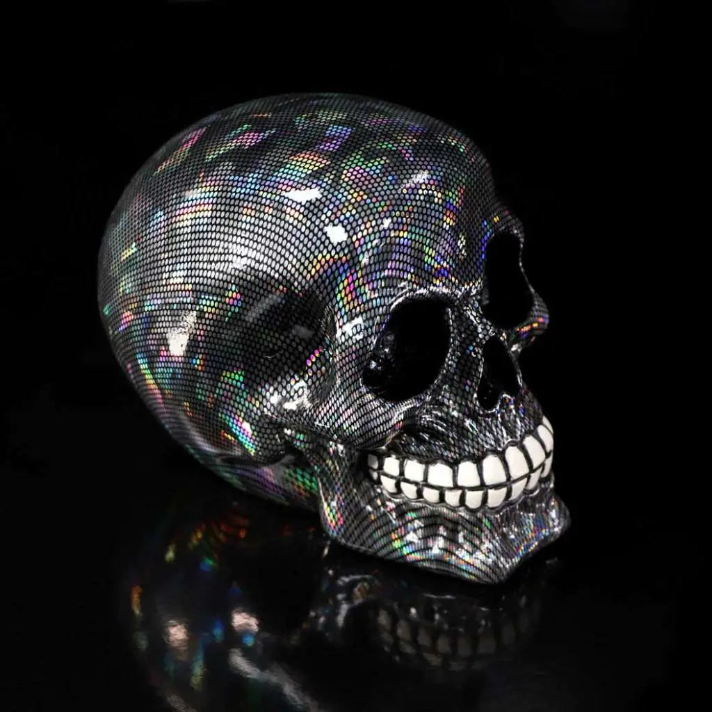 SKULL ORNAMENT HOLOGRAPHIC SILVER