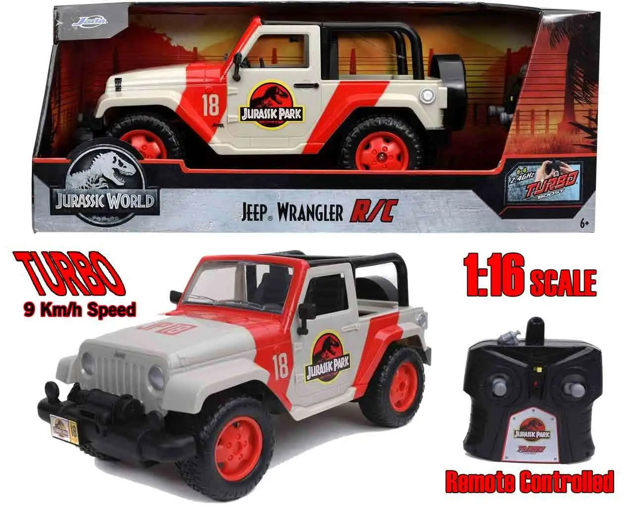 Jurassic Park - 1992 Jeep Wrangler YJ Sahara - 1:16 Model With Remote Control