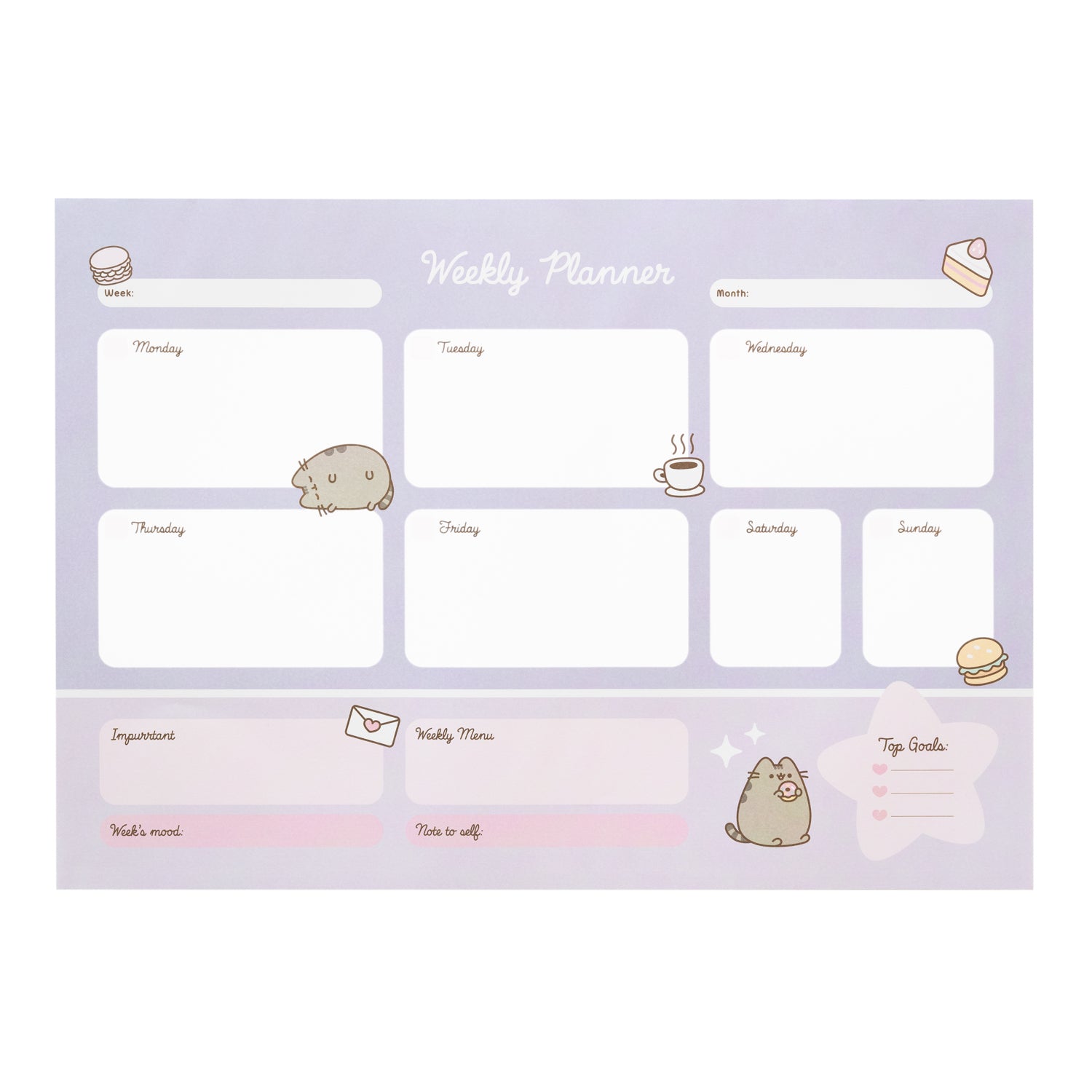 PUSHEEN - Moments - Weekly Planner - A3 Bloc Note