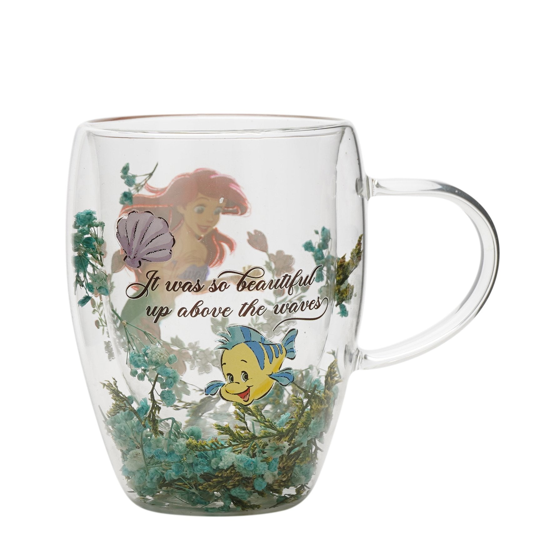 DISNEY PRINCESS - Ariel - Glass with Dried Flowers 10oz