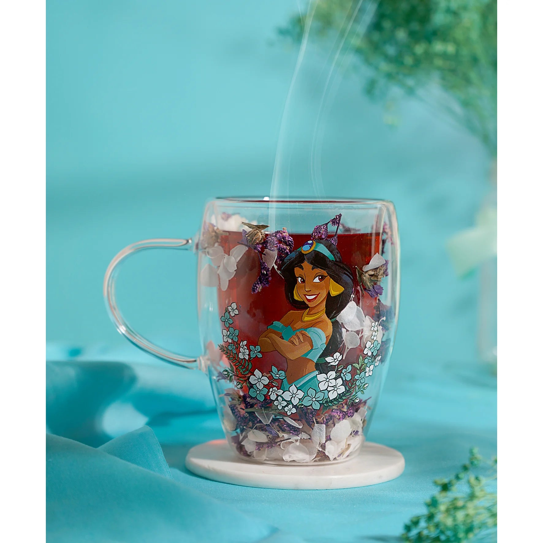 DISNEY PRINCESS - Jasmine - Glass with Dried Flowers 10oz