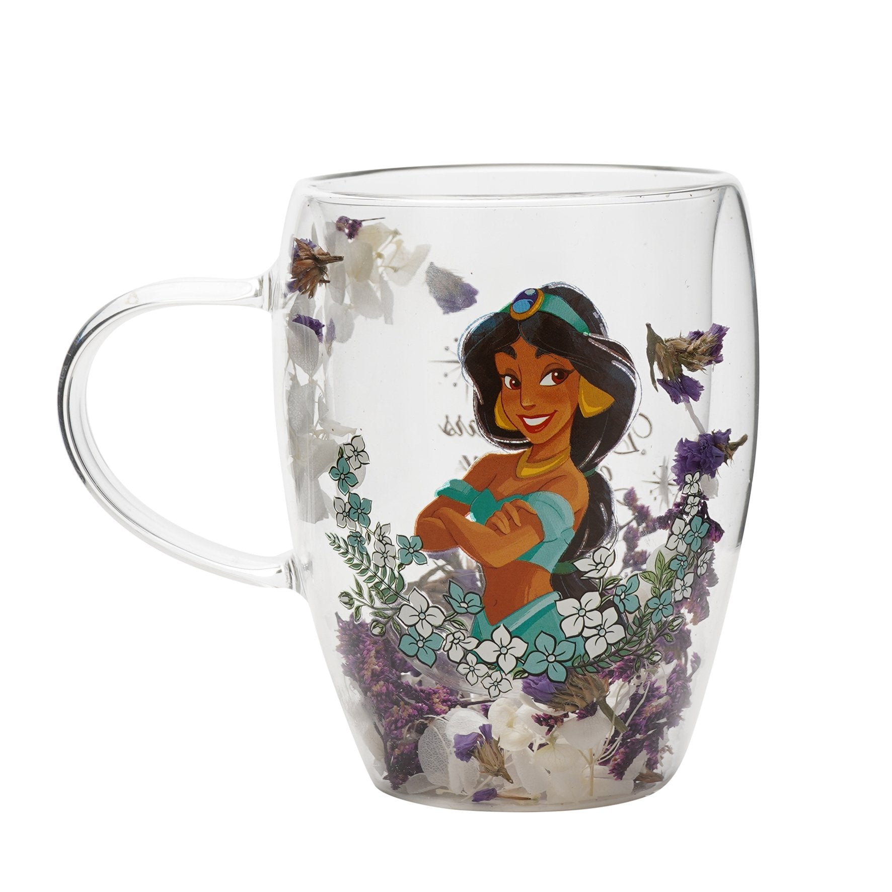 DISNEY PRINCESSES - Jasmine - Verre avec Fleurs Sechées 300ml