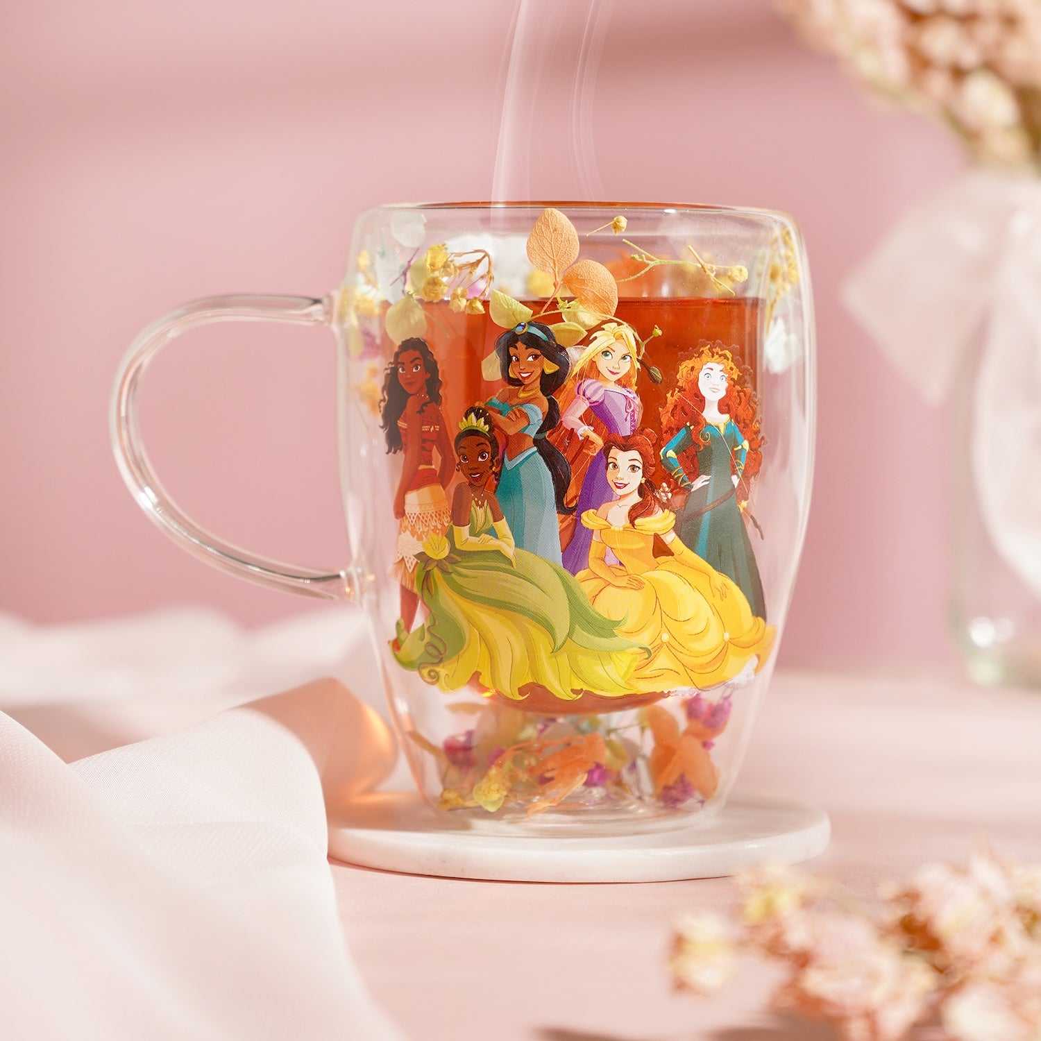 DISNEY PRINCESS - Princess - Glass with Dried Flowers 10oz
