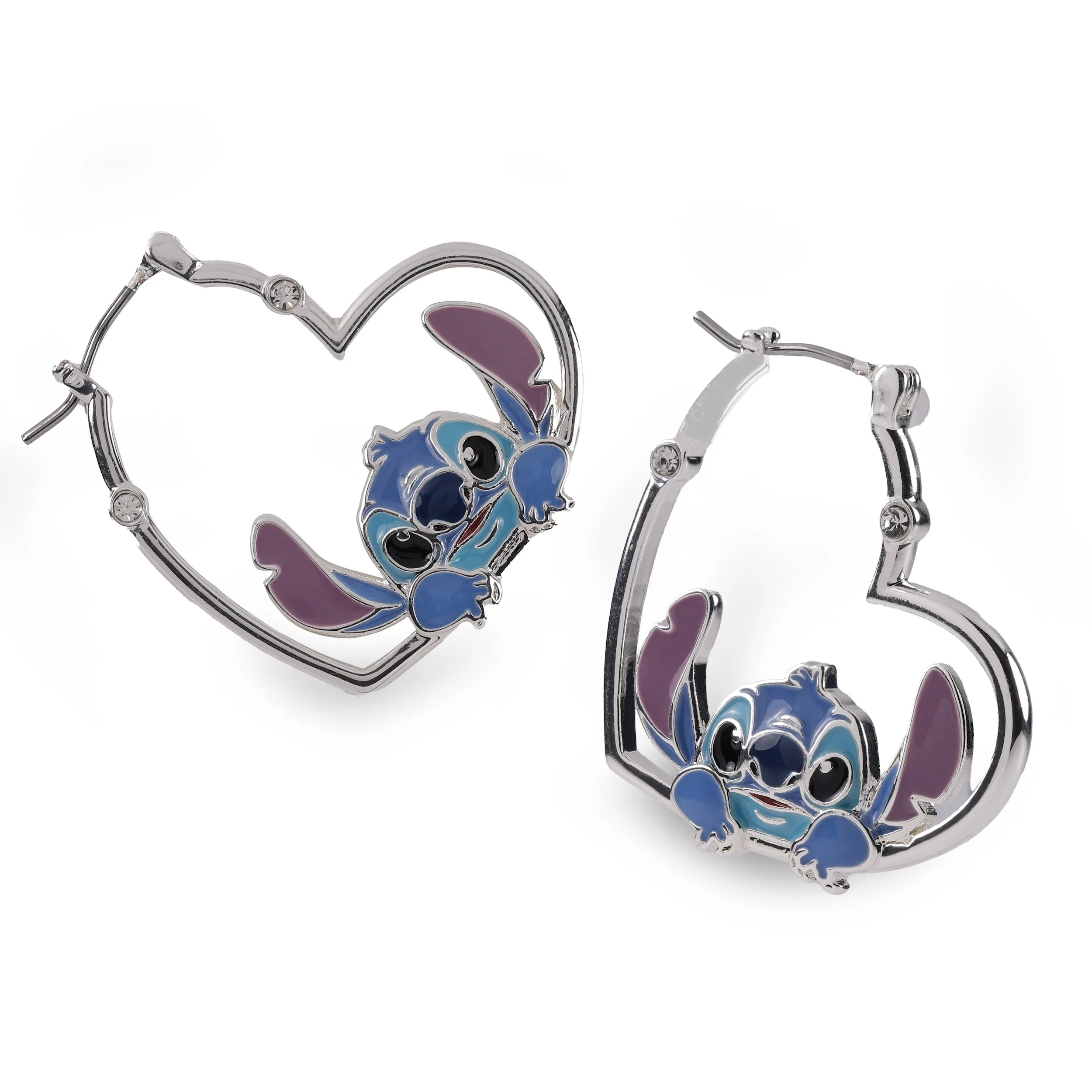 STITCH - 1 Pair of Silvery Haert Huggie Earrings
