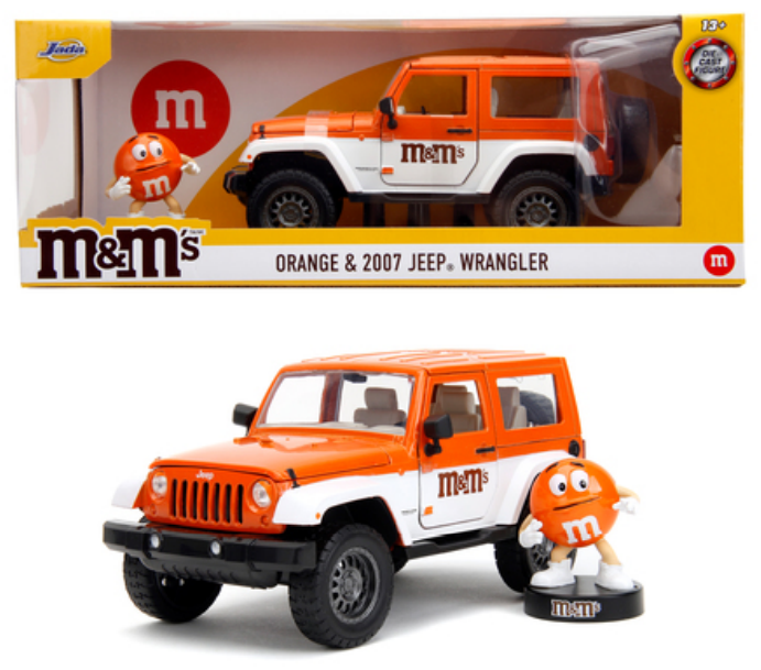M&amp;M'S – Orange &amp; 2007 Jeep Wrangler – 1:24