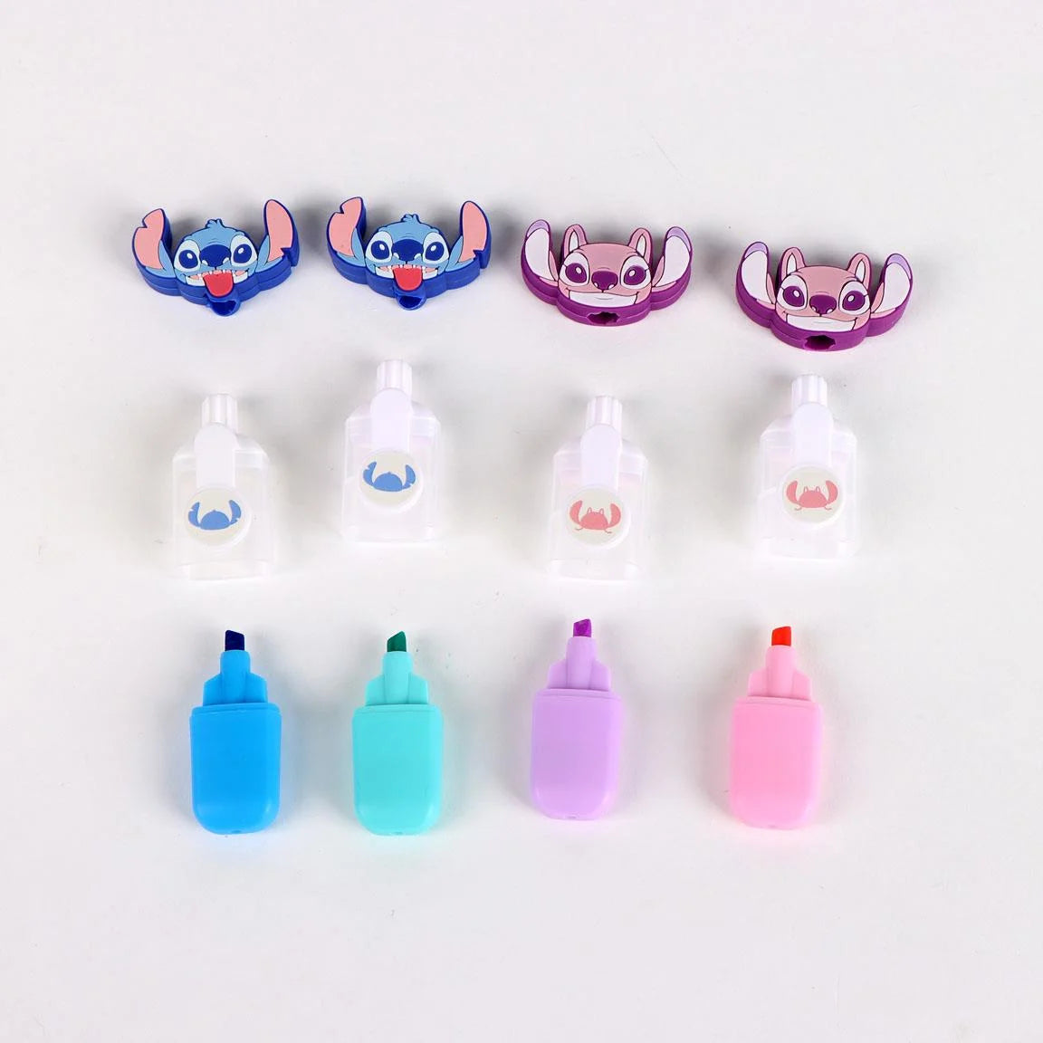 STITCH & ANGEL - Pack of 4 mini Highlighters "head"
