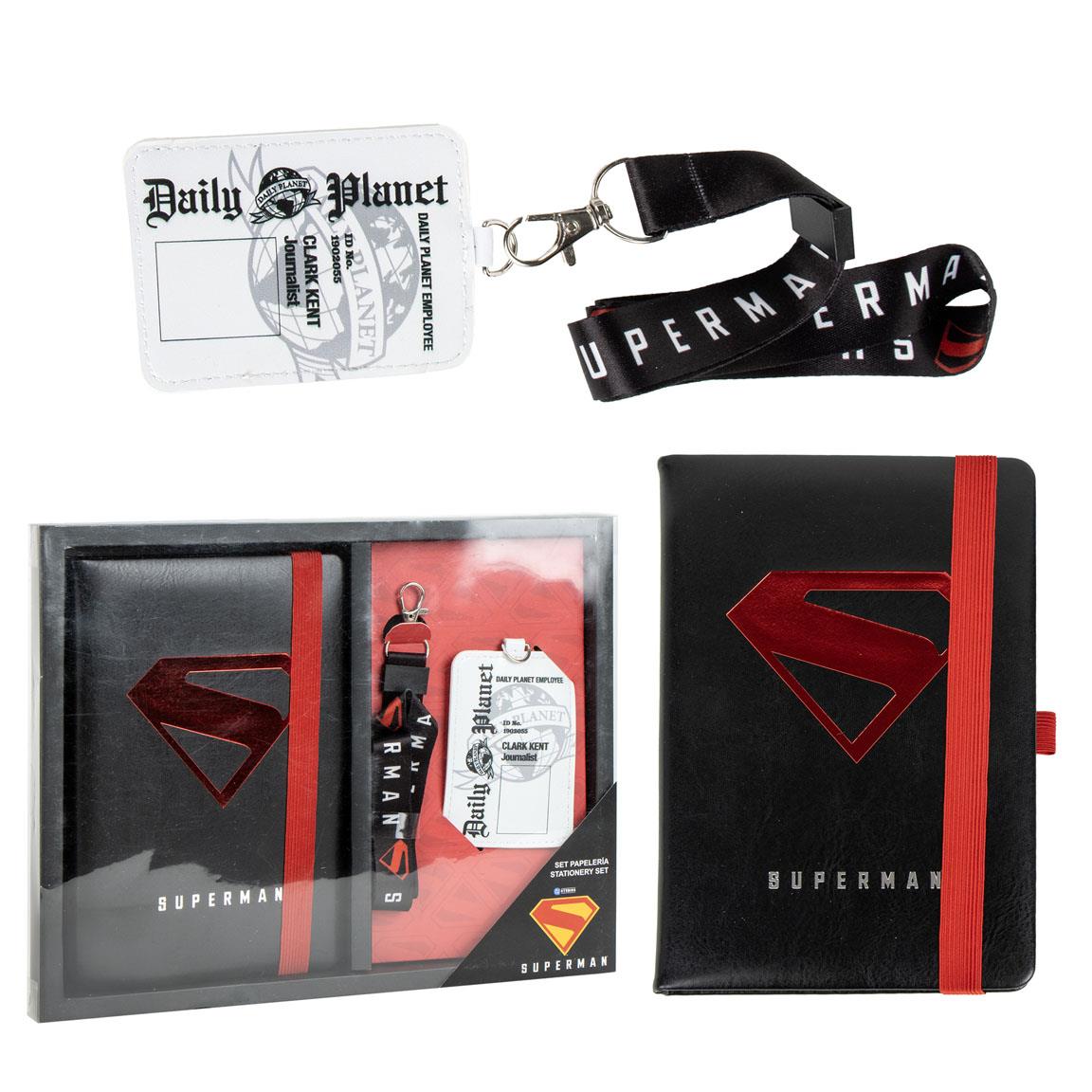 SUPERMAN - Set de Papeterie - Notebook A5 + Badge