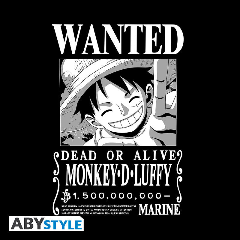 ONE PIECE - T-Shirt Wanted Luffy Unisex Black (XL)