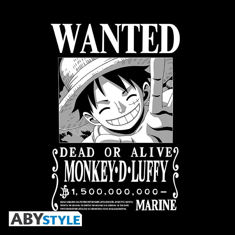 ONE PIECE - T-Shirt Wanted Luffy Unisex Black (XXL)