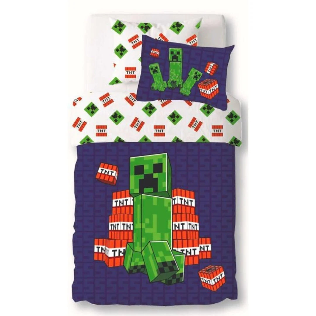 MINECRAFT - Creeper TNT - Duvet Cover 140x200cm + 65x65cm