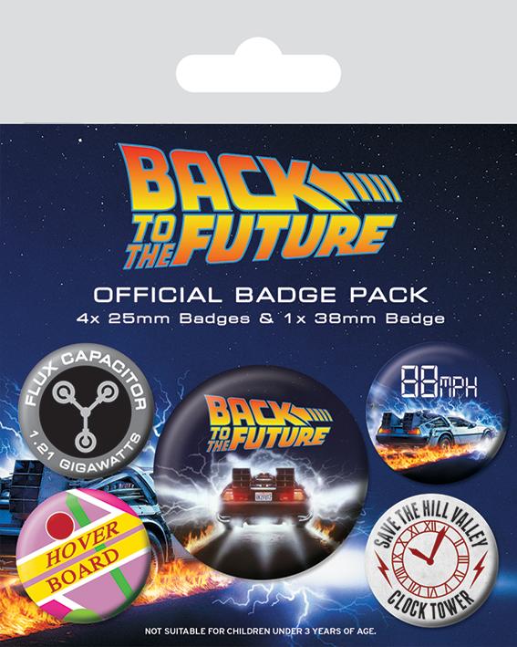 BACK TO THE FUTURE - Pack 5 Badges - Delorean