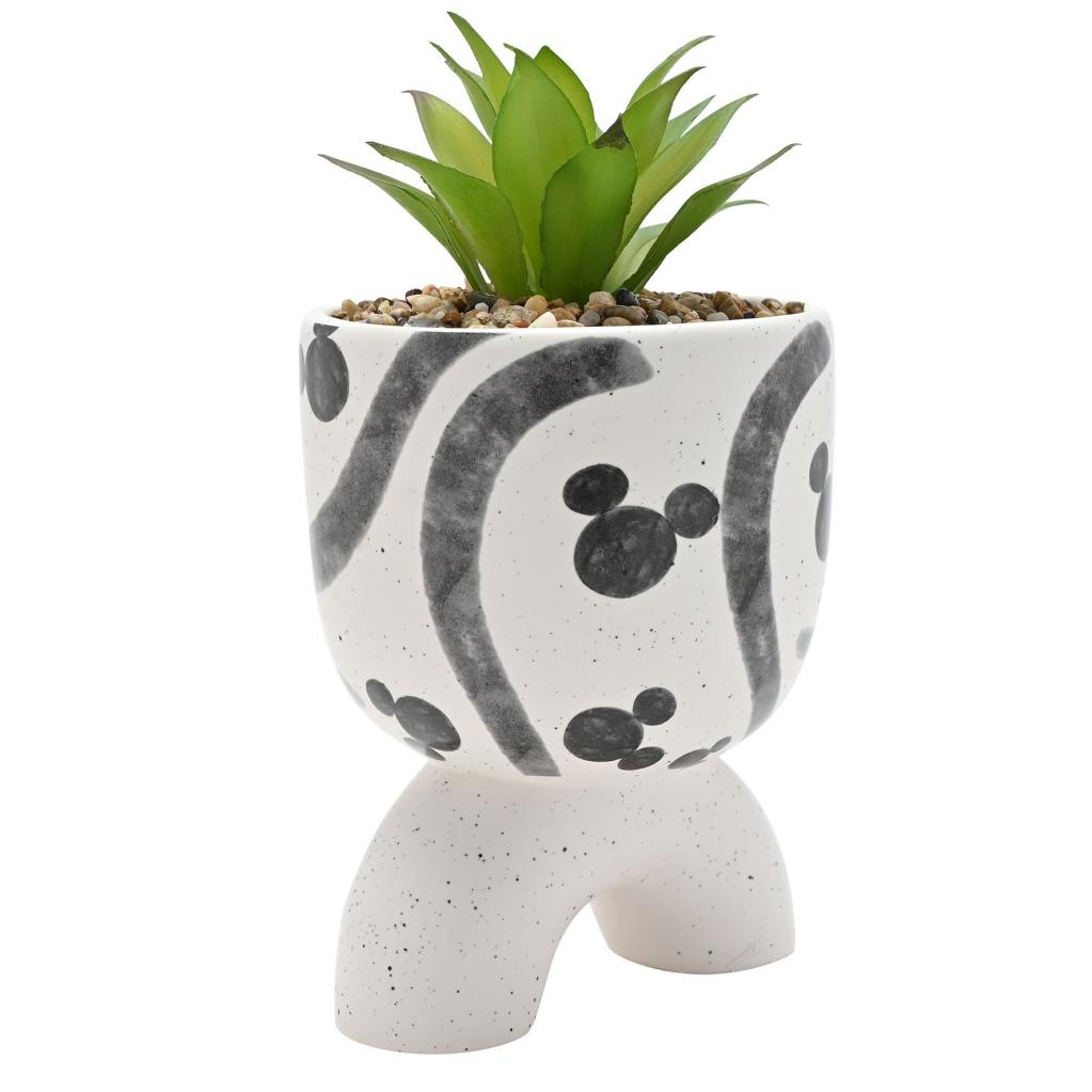 MICKEY - Shapes - Black&White - 3D Planter with Faux Plant