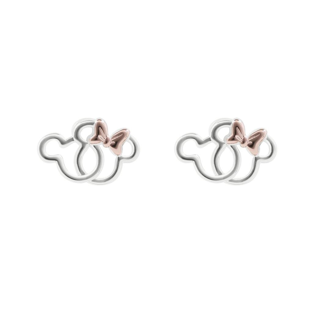 MICKEY & MINNIE - 1 Pair of Silver Studs Earrings