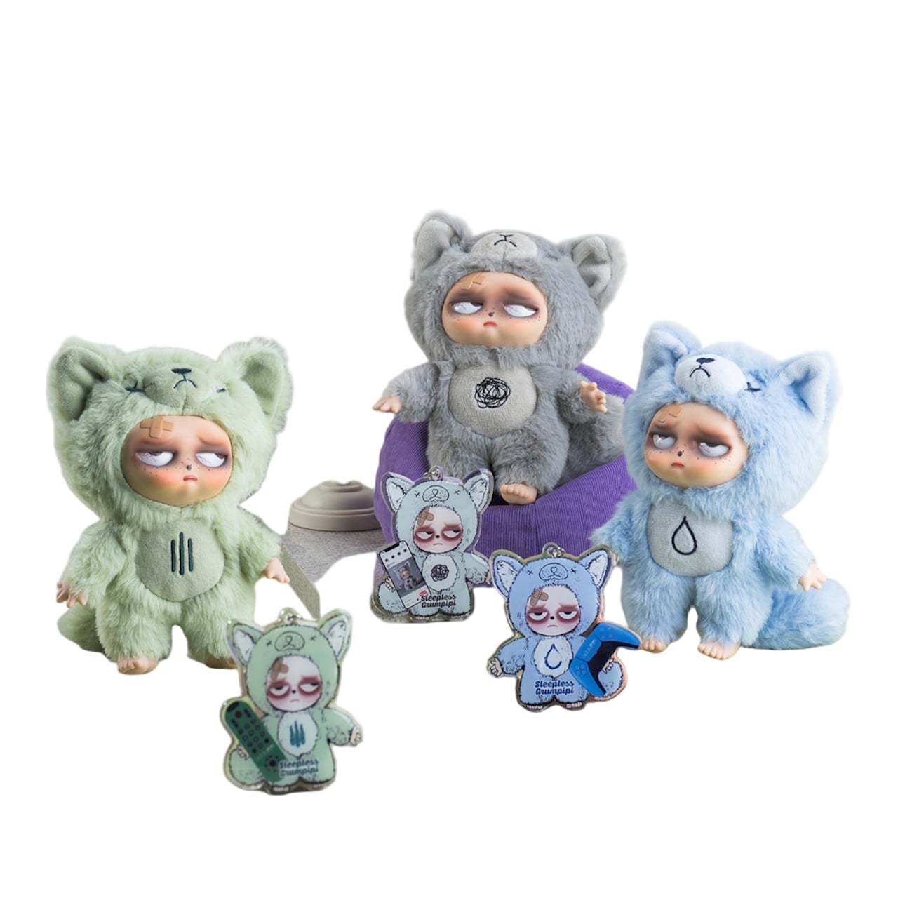 Sleeples Grumpipi Plush + Acrylic Keychain & Card - BLIND BOX - 13cm