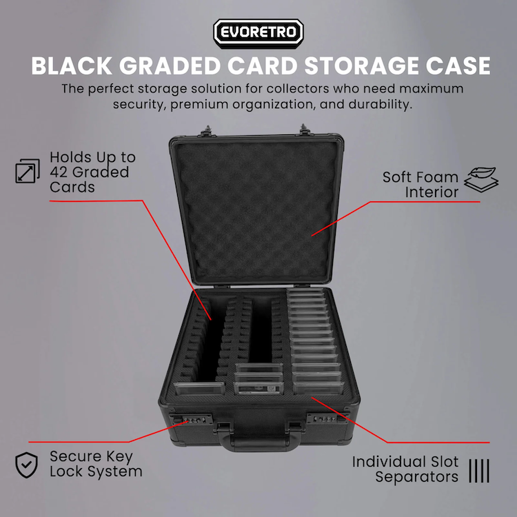 EVORETRO -  Graded Card Storage Individual for 42 Cards Black