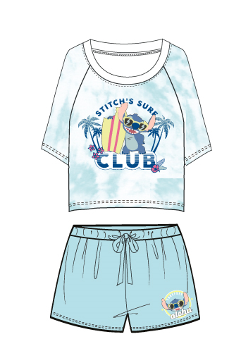 DISNEY- Stitch's Surf Club - Short Blue Woman Pyjama (XL)