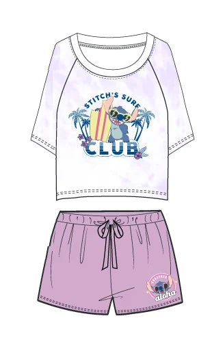 DISNEY - Stitch's Surf Club - Kurzer lila Damen-Pyjama (M)