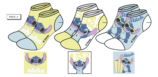 LILO & STITCH - Stitch - Pack of 3 Woman Socks Pack 1 (T39/41)